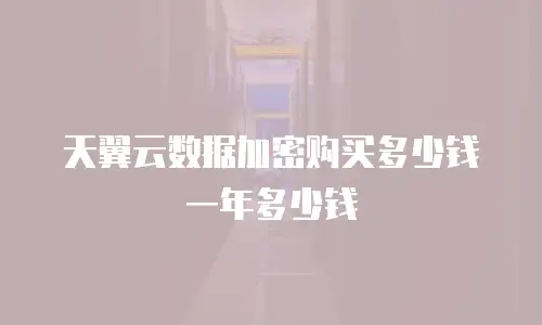 天翼云数据加密购买多少钱一年多少钱