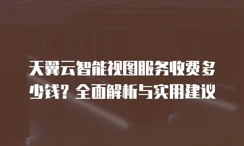 天翼云智能视图服务收费多少钱？全面解析与实用建议