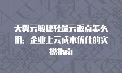 天翼云敏捷轻量云返点怎么用：企业上云成本优化的实操指南