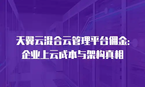 天翼云混合云管理平台佣金：企业上云成本与架构真相