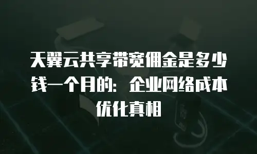 天翼云共享带宽佣金是多少钱一个月的：企业网络成本优化真相