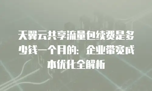 天翼云共享流量包续费是多少钱一个月的：企业带宽成本优化全解析