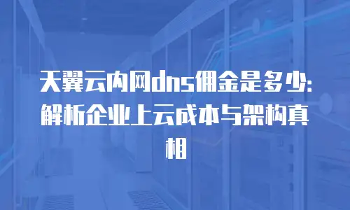 天翼云内网dns佣金是多少：解析企业上云成本与架构真相