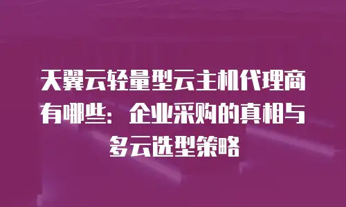 天翼云轻量型云主机代理商有哪些：企业采购的真相与多云选型策略