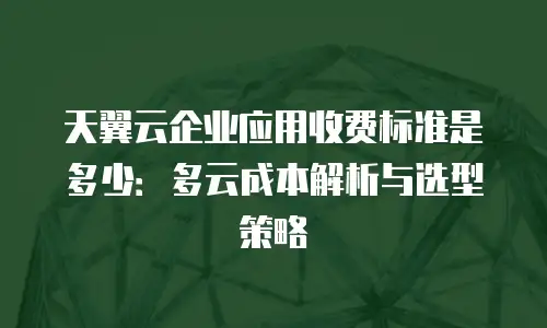 天翼云企业应用收费标准是多少：多云成本解析与选型策略