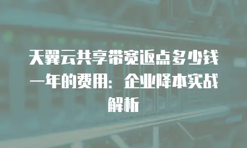 天翼云共享带宽返点多少钱一年的费用：企业降本实战解析