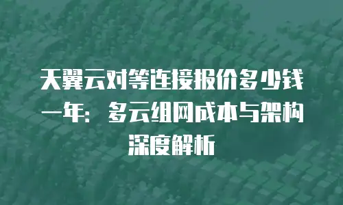 天翼云对等连接报价多少钱一年：多云组网成本与架构深度解析