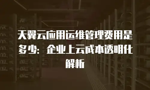 天翼云应用运维管理费用是多少：企业上云成本透明化解析
