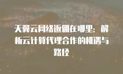 天翼云网络返佣在哪里：解析云计算代理合作的机遇与路径