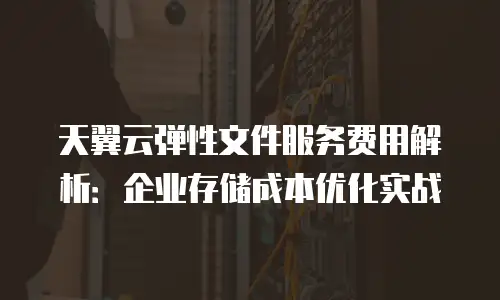 天翼云弹性文件服务费用解析：企业存储成本优化实战