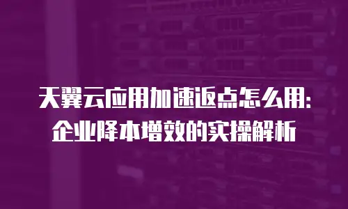 天翼云应用加速返点怎么用：企业降本增效的实操解析