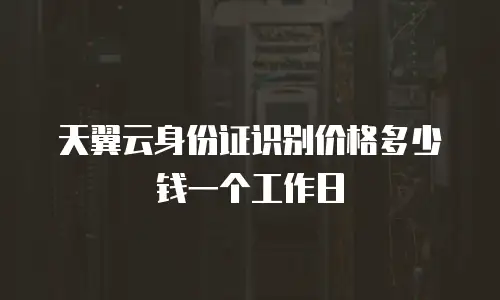 天翼云身份证识别价格多少钱一个工作日