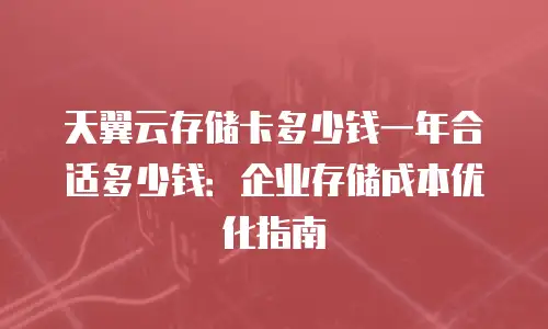天翼云存储卡多少钱一年合适多少钱：企业存储成本优化指南