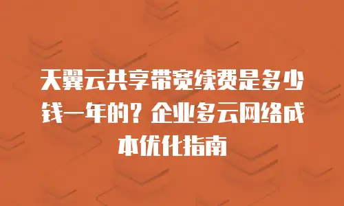 天翼云共享带宽续费是多少钱一年的？企业多云网络成本优化指南