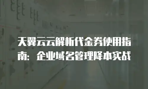 天翼云云解析代金券使用指南：企业域名管理降本实战