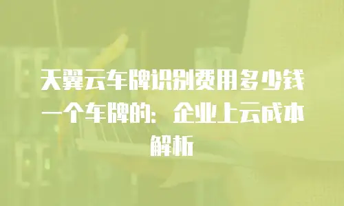天翼云车牌识别费用多少钱一个车牌的：企业上云成本解析