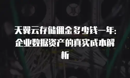天翼云存储佣金多少钱一年：企业数据资产的真实成本解析