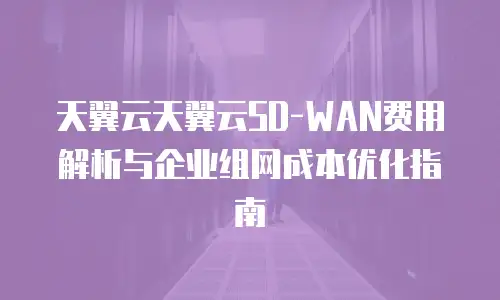 天翼云天翼云SD-WAN费用解析与企业组网成本优化指南