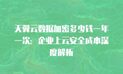 天翼云数据加密多少钱一年一次：企业上云安全成本深度解析