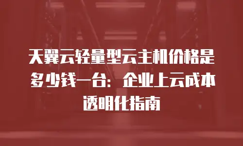 天翼云轻量型云主机价格是多少钱一台：企业上云成本透明化指南