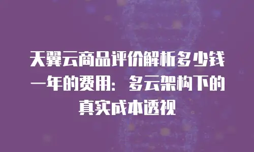 天翼云商品评价解析多少钱一年的费用：多云架构下的真实成本透视