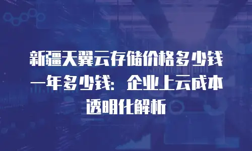 新疆天翼云存储价格多少钱一年多少钱：企业上云成本透明化解析