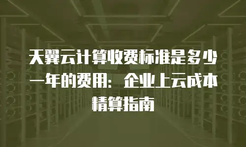 天翼云计算收费标准是多少一年的费用：企业上云成本精算指南
