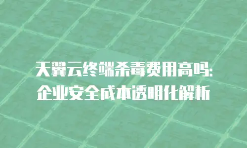 天翼云终端杀毒费用高吗：企业安全成本透明化解析