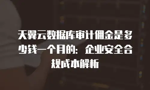 天翼云数据库审计佣金是多少钱一个月的：企业安全合规成本解析