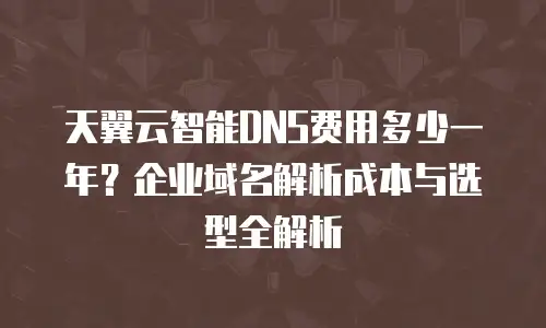 天翼云智能DNS费用多少一年？企业域名解析成本与选型全解析