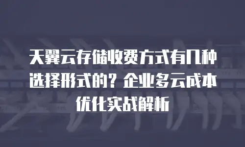 天翼云存储收费方式有几种选择形式的？企业多云成本优化实战解析