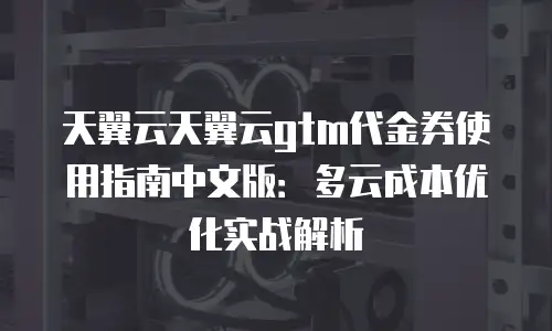 天翼云天翼云gtm代金券使用指南中文版：多云成本优化实战解析