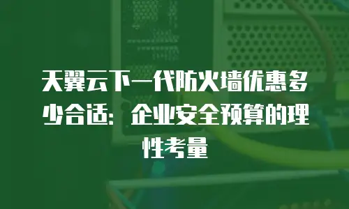 天翼云下一代防火墙优惠多少合适：企业安全预算的理性考量