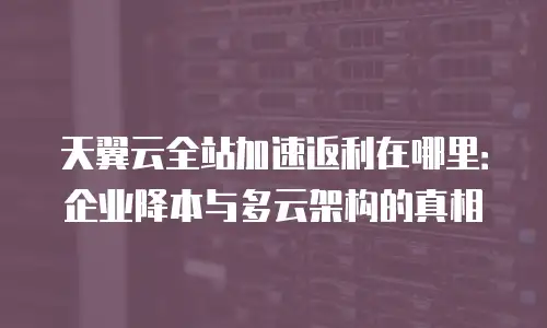天翼云全站加速返利在哪里：企业降本与多云架构的真相