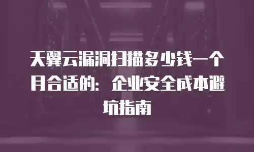 天翼云漏洞扫描多少钱一个月合适的：企业安全成本避坑指南