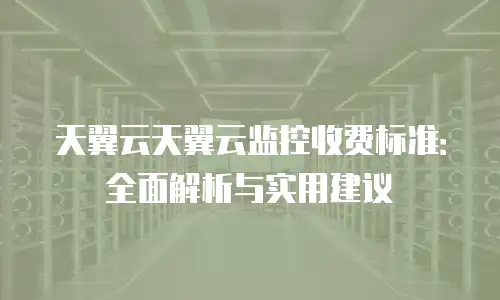 天翼云天翼云监控收费标准：全面解析与实用建议