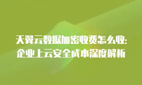 天翼云数据加密收费怎么收：企业上云安全成本深度解析