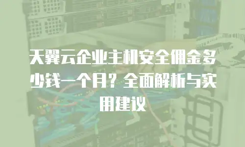 天翼云企业主机安全佣金多少钱一个月？全面解析与实用建议