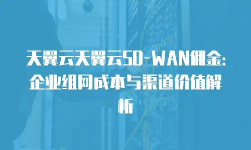 天翼云天翼云SD-WAN佣金：企业组网成本与渠道价值解析