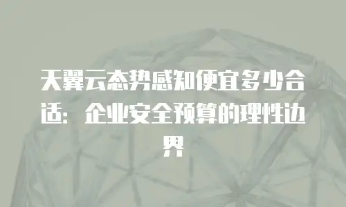 天翼云态势感知便宜多少合适：企业安全预算的理性边界