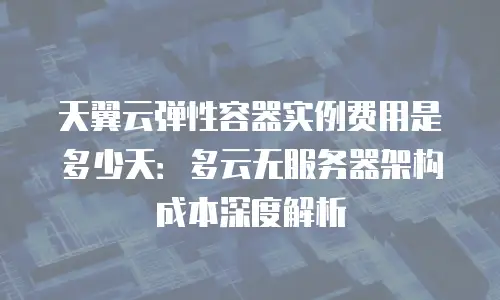 天翼云弹性容器实例费用是多少天：多云无服务器架构成本深度解析