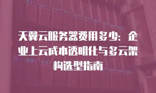 天翼云服务器费用多少：企业上云成本透明化与多云架构选型指南