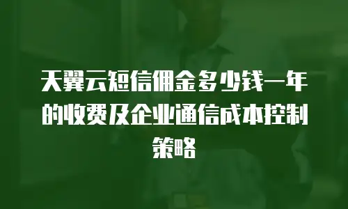 天翼云短信佣金多少钱一年的收费及企业通信成本控制策略