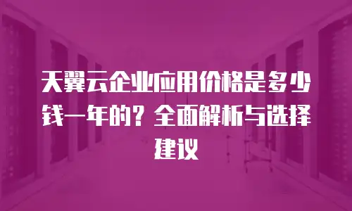 天翼云企业应用价格是多少钱一年的？全面解析与选择建议