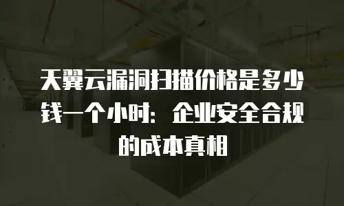 天翼云漏洞扫描价格是多少钱一个小时：企业安全合规的成本真相