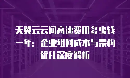 天翼云云间高速费用多少钱一年：企业组网成本与架构优化深度解析