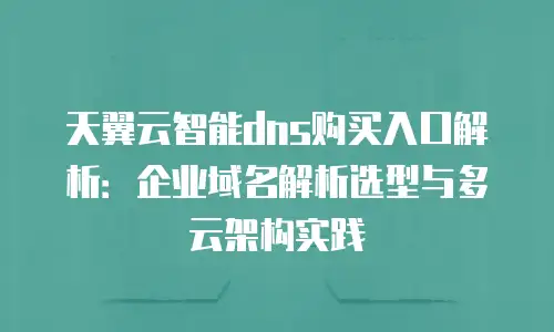 天翼云智能dns购买入口解析：企业域名解析选型与多云架构实践