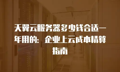 天翼云服务器多少钱合适一年用的：企业上云成本精算指南