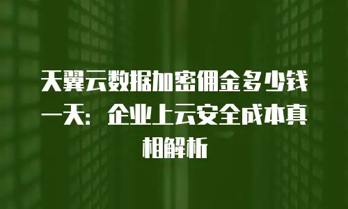 天翼云数据加密佣金多少钱一天：企业上云安全成本真相解析