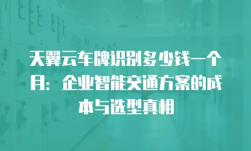 天翼云车牌识别多少钱一个月：企业智能交通方案的成本与选型真相